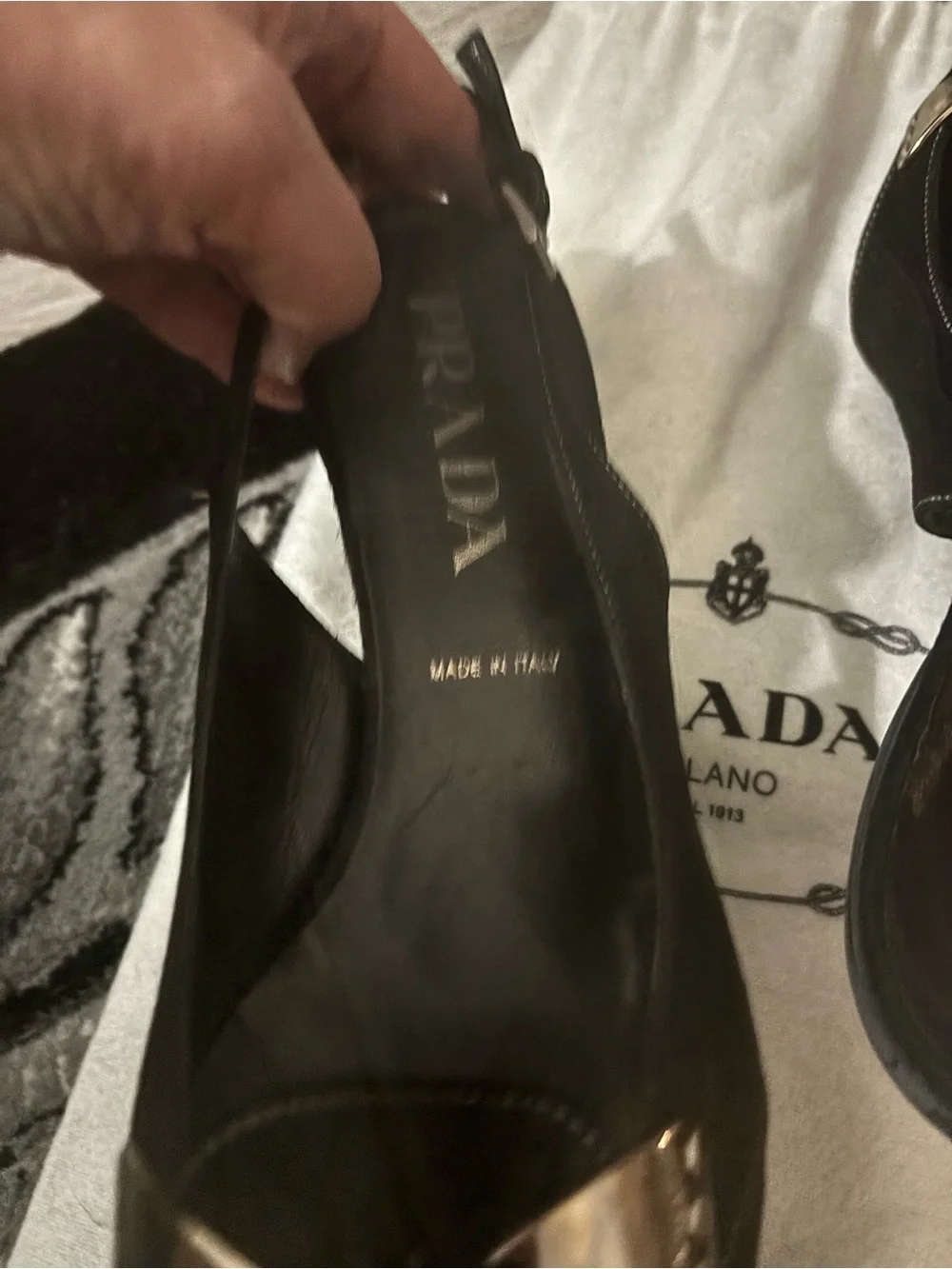 Vintage Prada Black Slingback Kitten Heels Contrast Stitch IT 38 - Picture 6 of 14